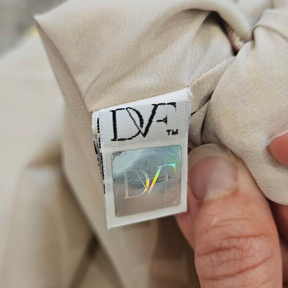 Diane Von Furstenberg Lace Up Henna Diamonds Dress Size 4 Yellow Fit & Flare - Picture 16 of 16